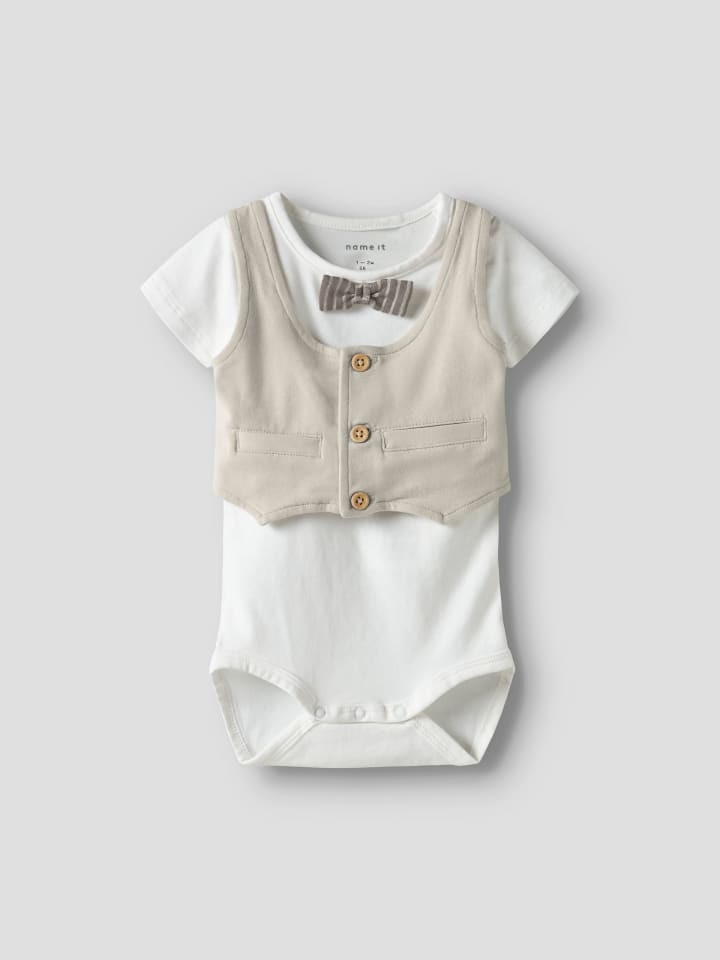 name it Sommer Taufanzug Body mit Weste & Shorts NBMHELMAR in walnut günstig kaufen
