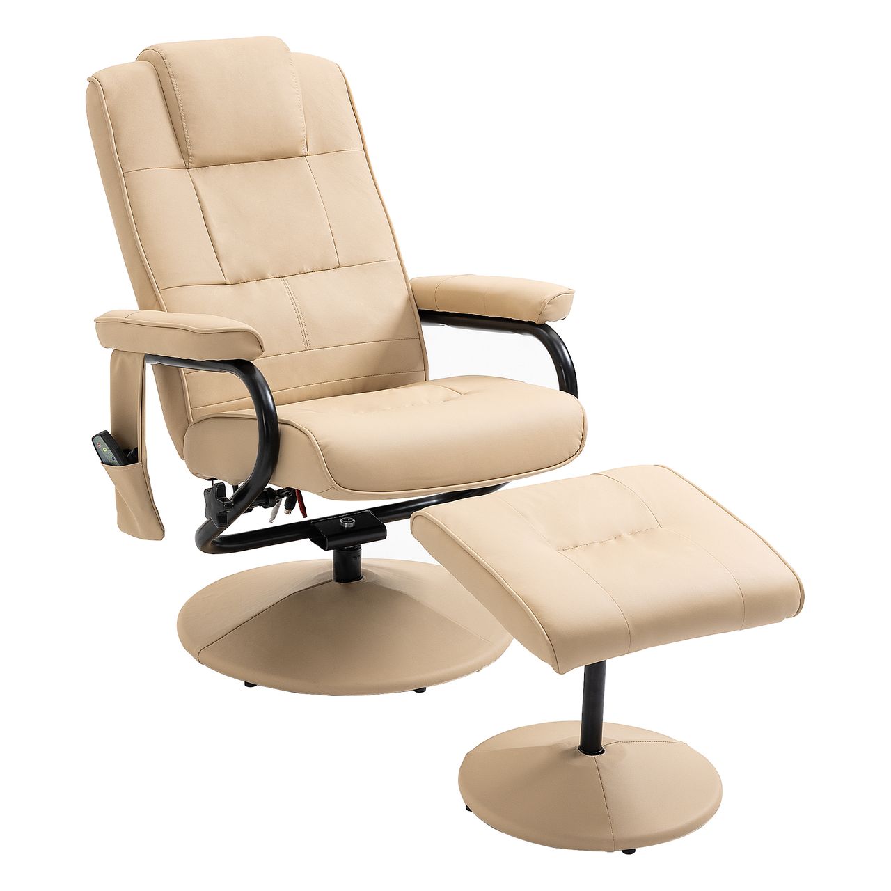 HOMCOM Relaxsessel Massagesessel Fernsehsessel Kunstleder Cremeweiß
