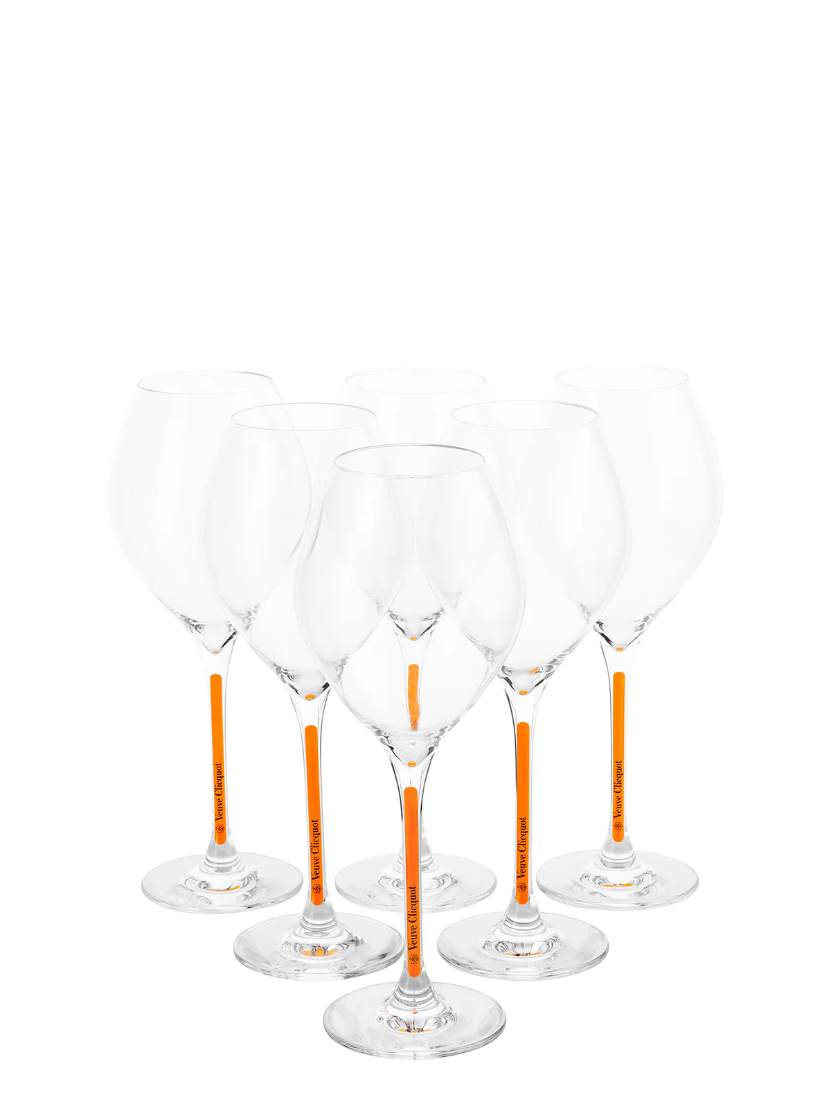 Veuve Clicquot Gläser mit gelbem Stiel - Set mit 6 Gläsern