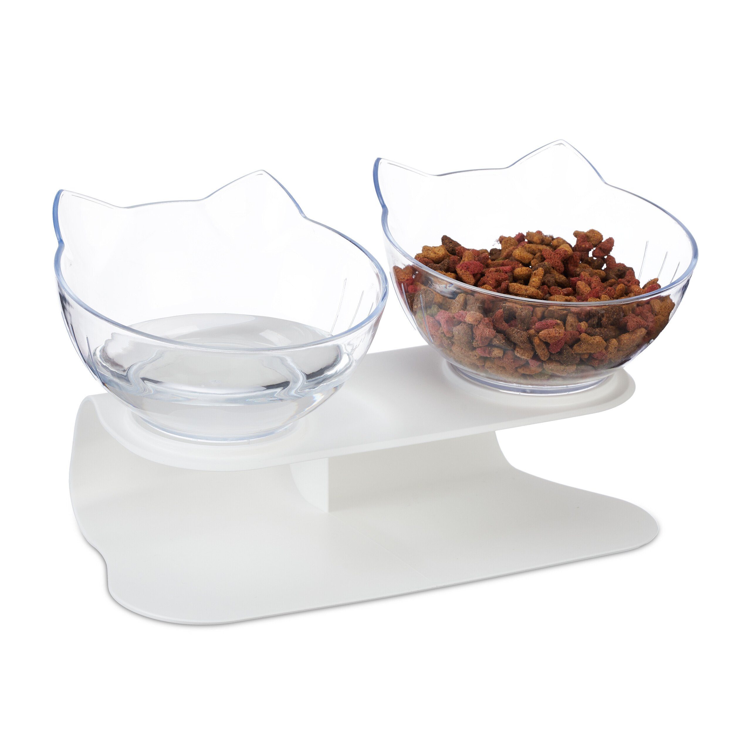 relaxdays Napf-Set Erhöhter Katzen Doppelnapf 500ml