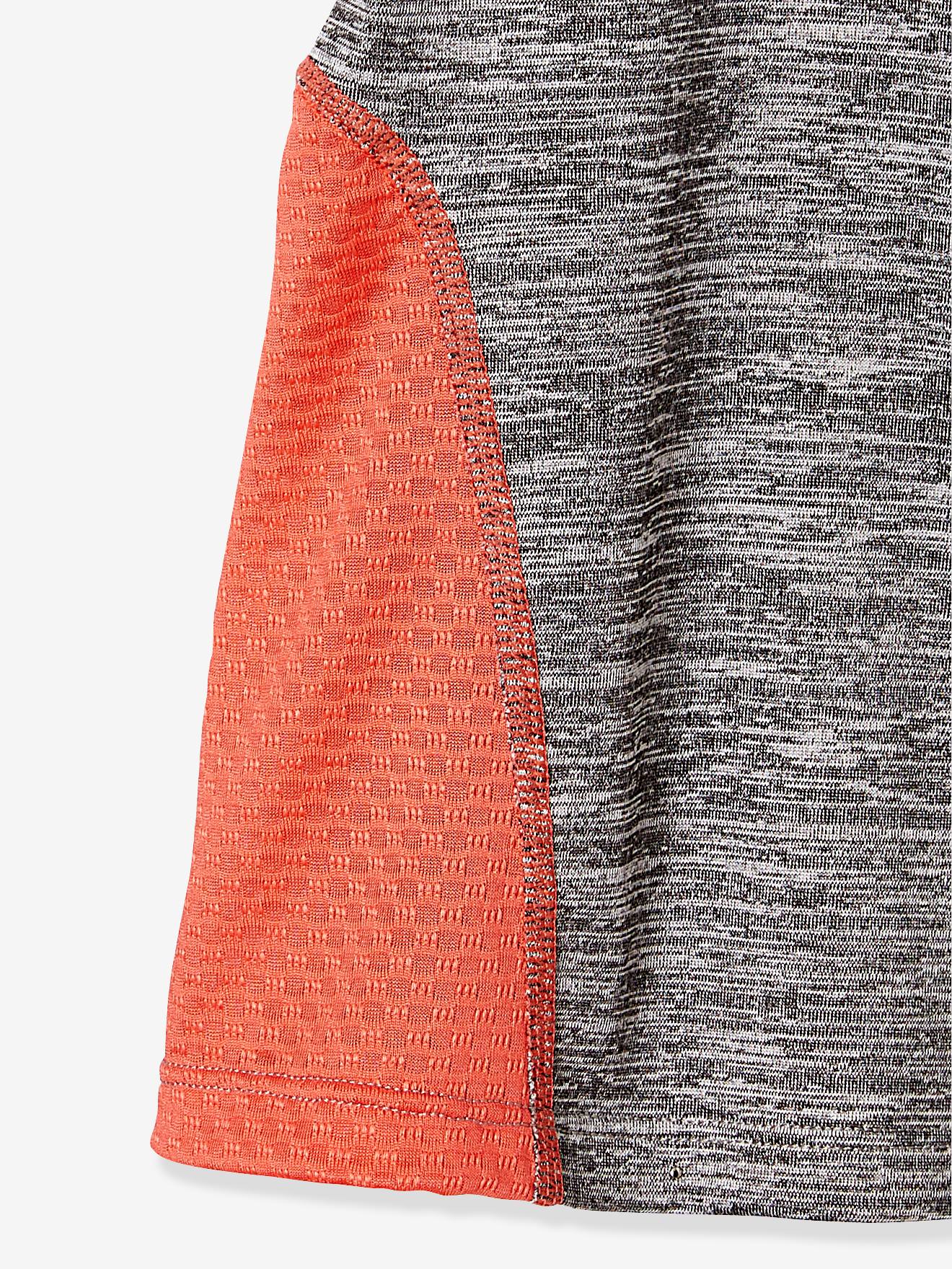 T-shirt fille sport manches courtes motif étoile gris
