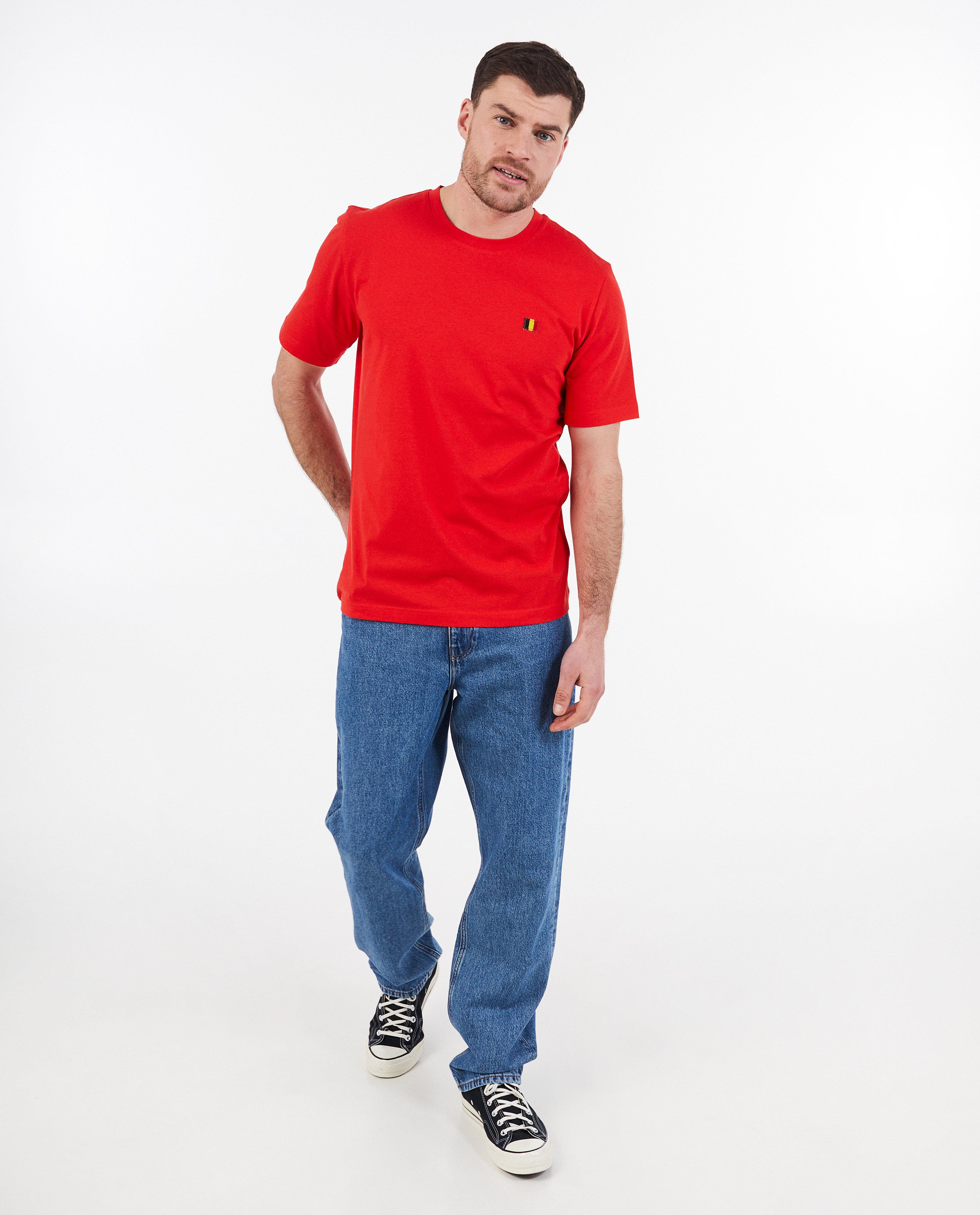Tricou Familystories cu etichetă, colecția Supporters, roșu pentru bărbați