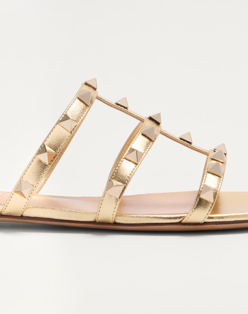 Slide Rockstud-sandal i lamineret nappa