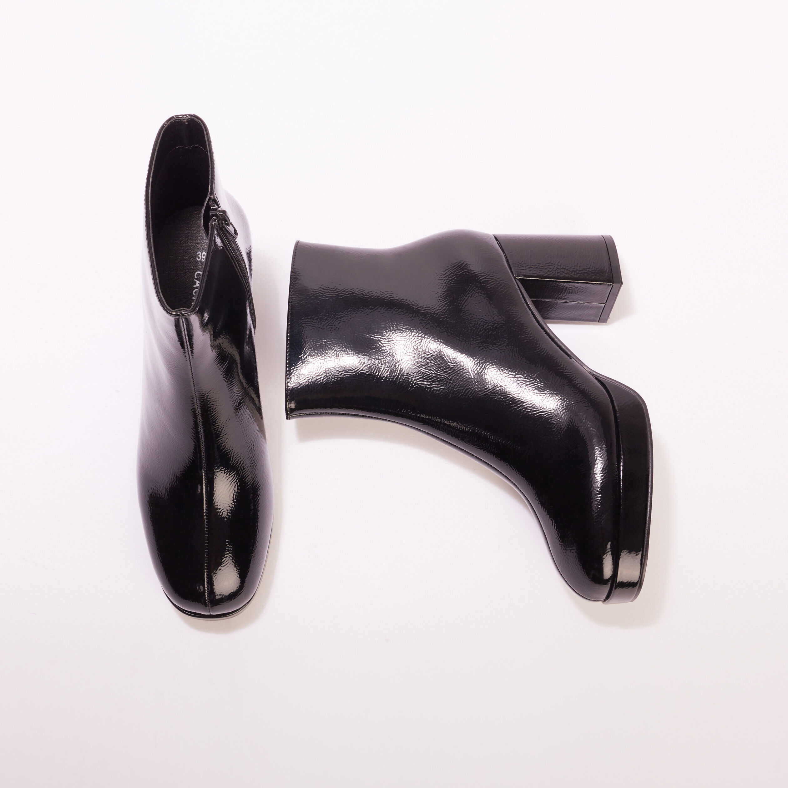 Bottines vernies talon haut noir femme | Cache Cache
