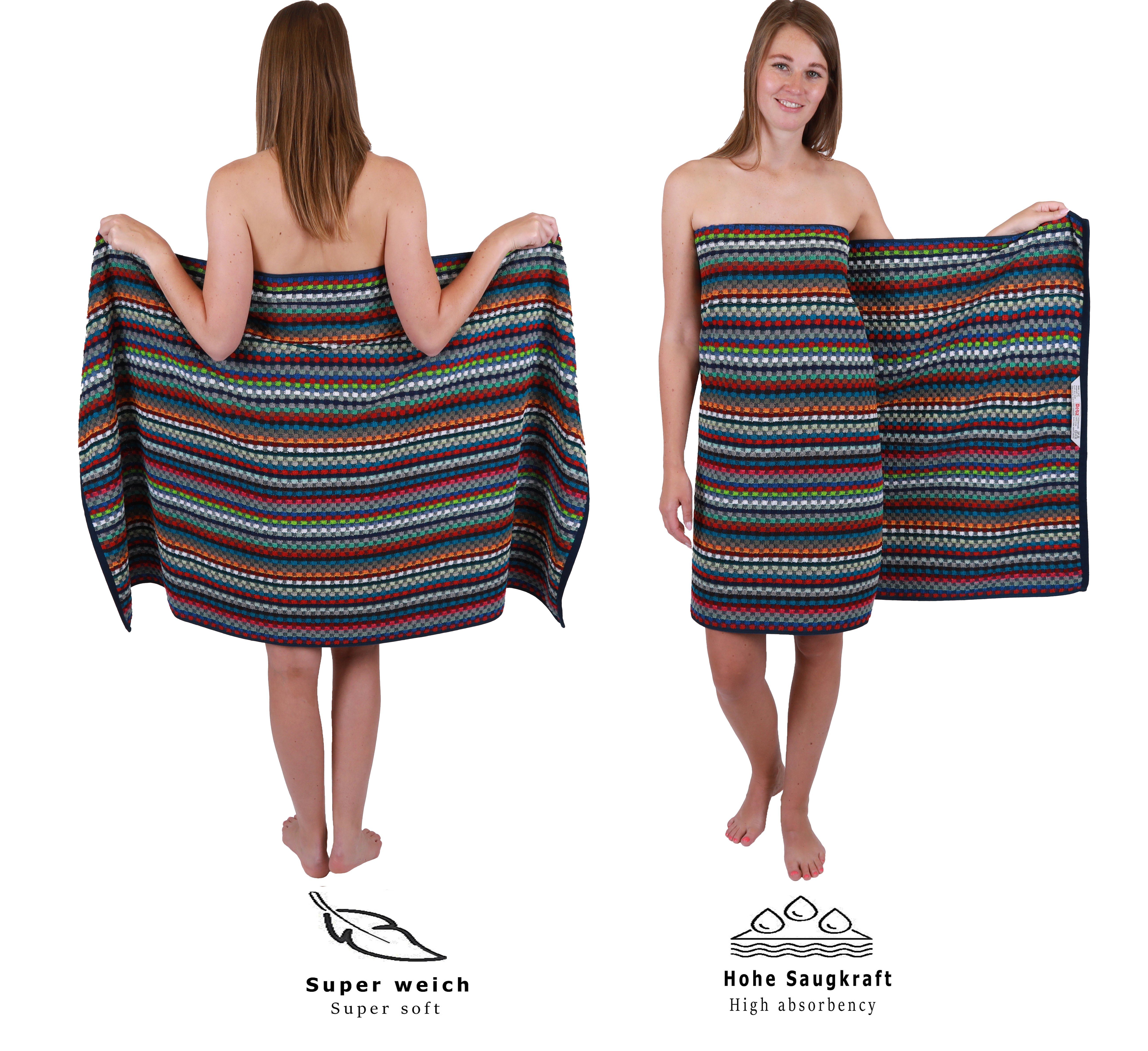 Betz Badetuch 2 Stück XXL Duschtücher 100% Baumwolle Karo BUNT Größe 70x140 cm