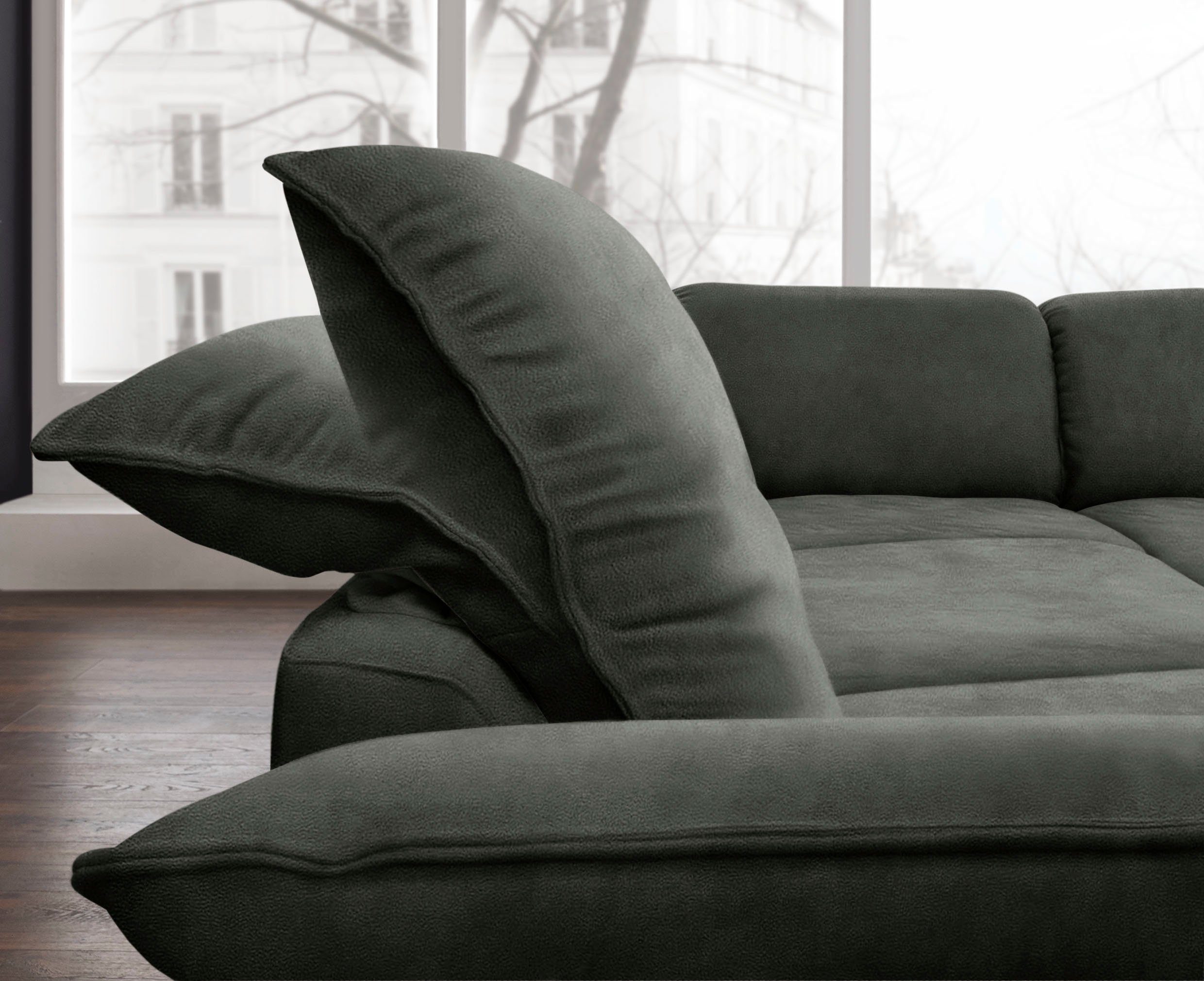 W.SCHILLIG Ecksofa sherry, Kopfstützenverstellung, Metallfüße in Schwarz, Breite 302 cm