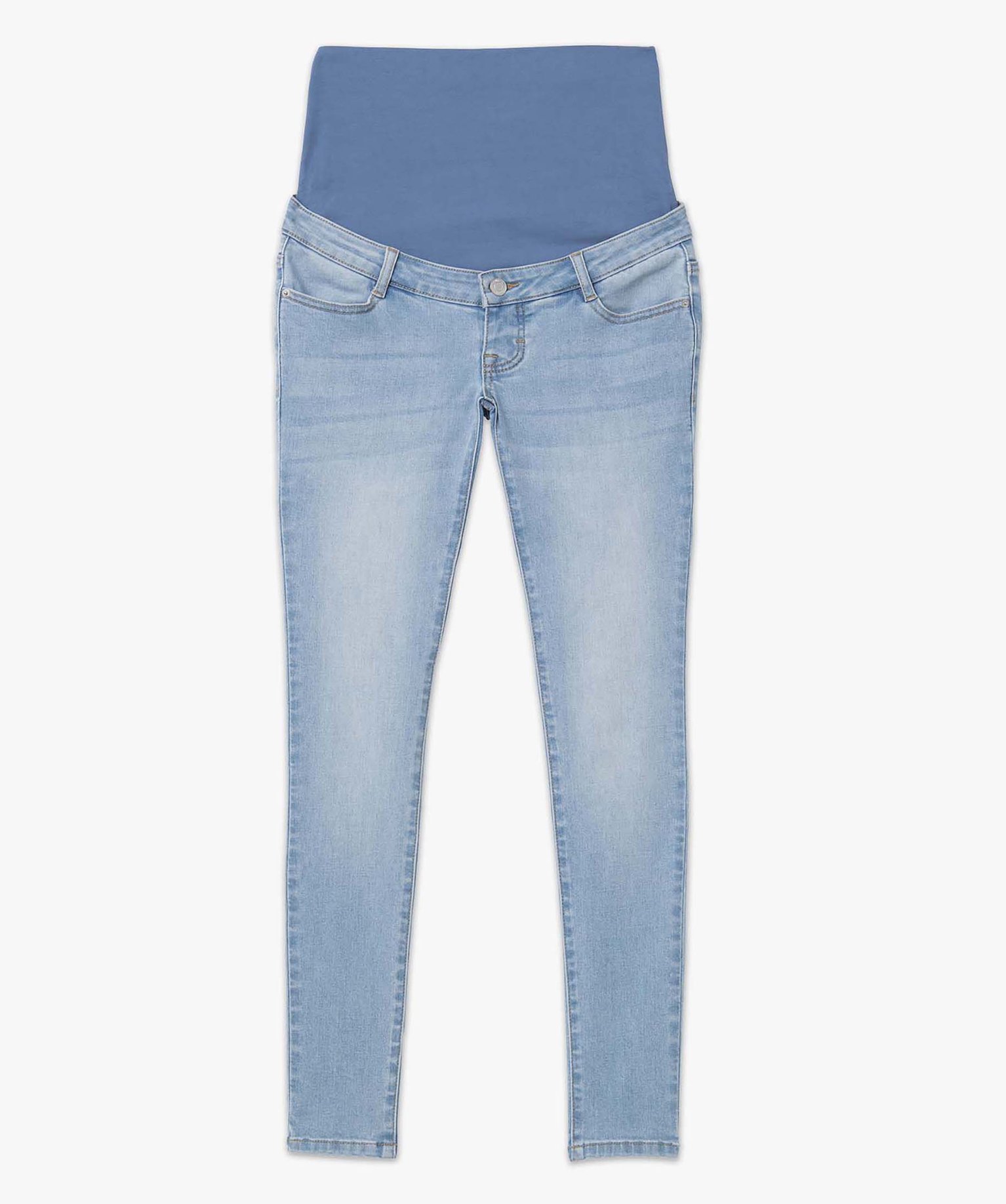 Jean de grossesse coupe Skinny avec bandeau haut bleach | GEMO