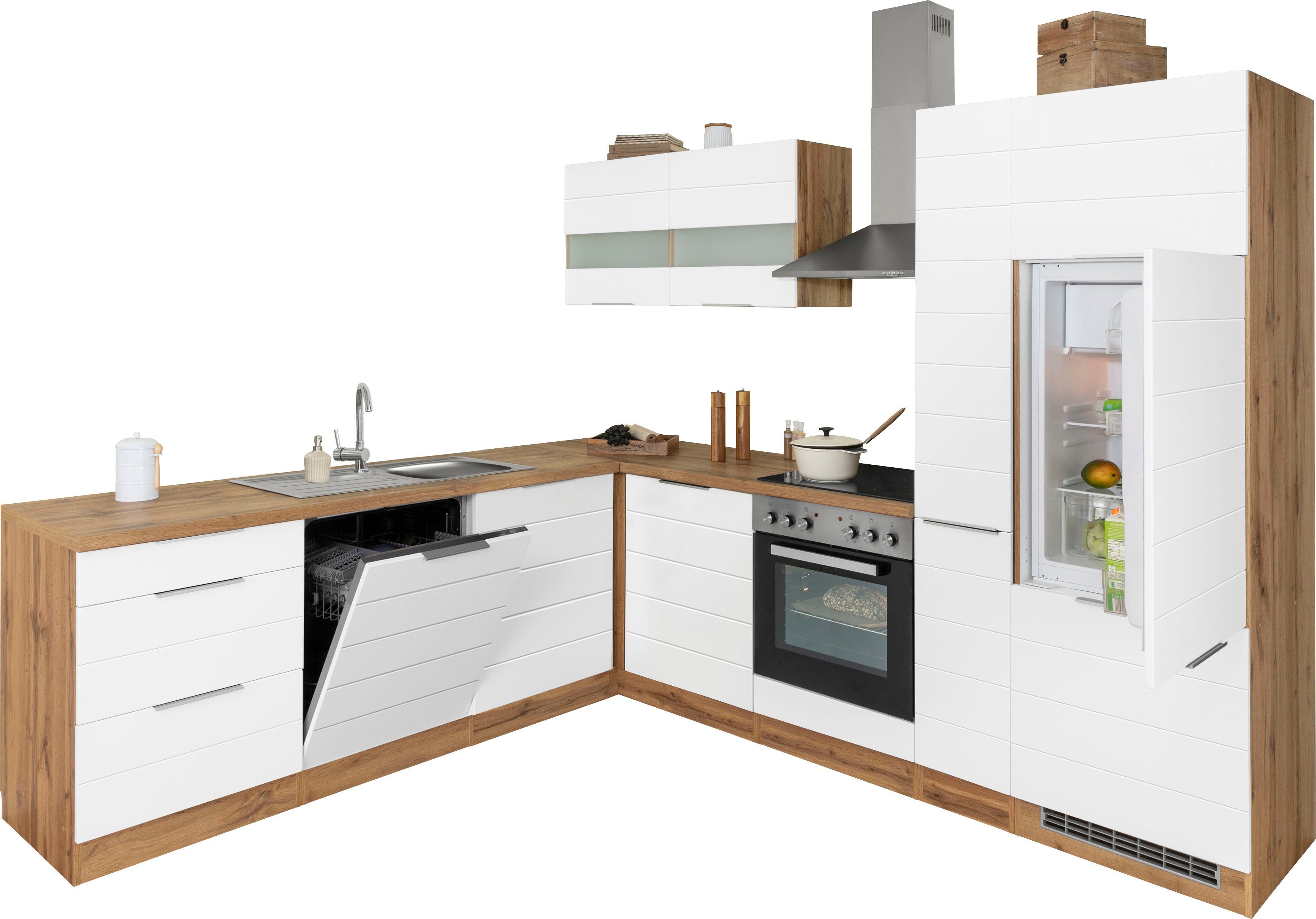 HELD MÖBEL Küche Luhe, Stellbreite 240x270 cm, wahlweise mit oder ohne E-Geräten, MDF-Fronten