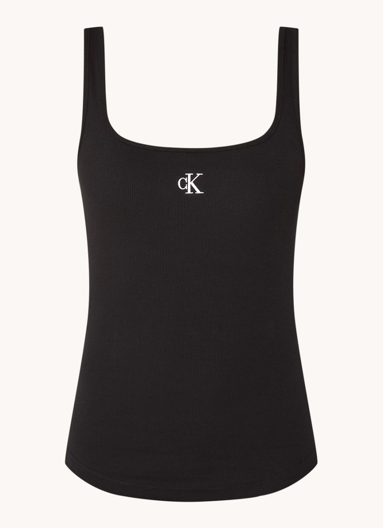 Canotta a coste Calvin Klein con logo ricamato