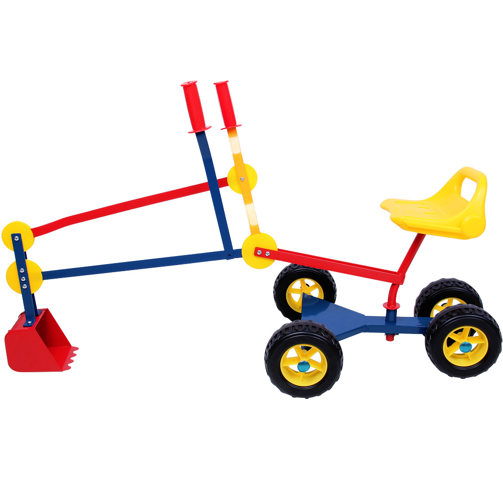 DEUBA Sandkasten Bagger mit Räder 120 x 80 x 35cm gelb/blau/rot