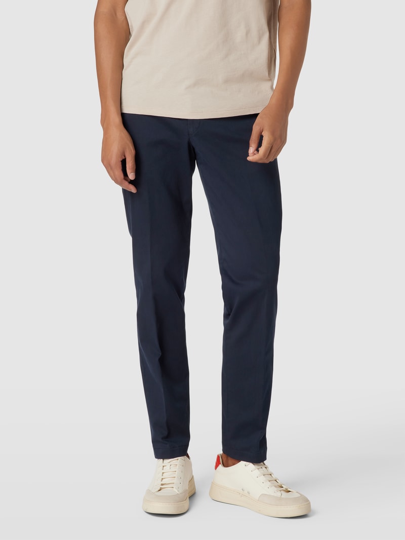 Regular Fit Chino im unifarbenen Design Modell 'Tilo' in marineblau