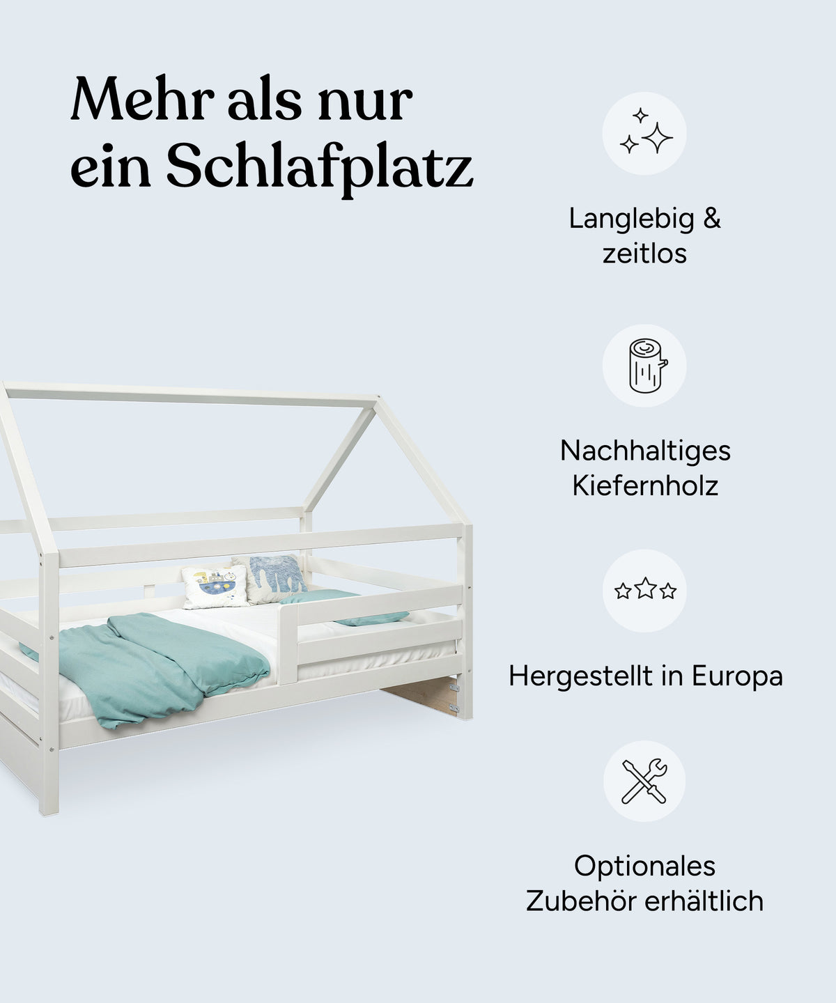Hausbett Kiefer K3 Weiß