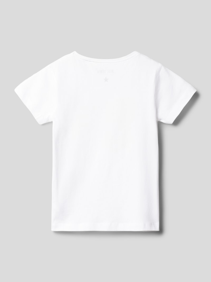 T-Shirt mit Paillettenbesatz in weiß