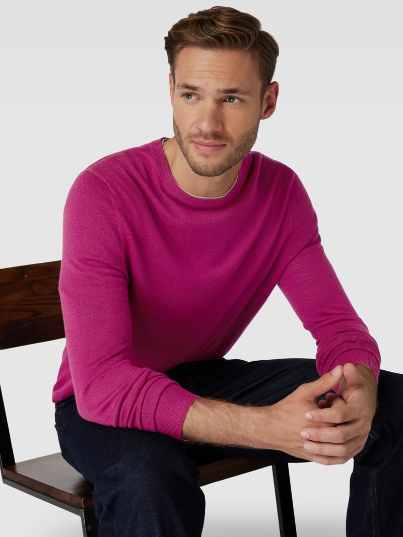 Longsleeve aus Woll-Mix in pink meliert