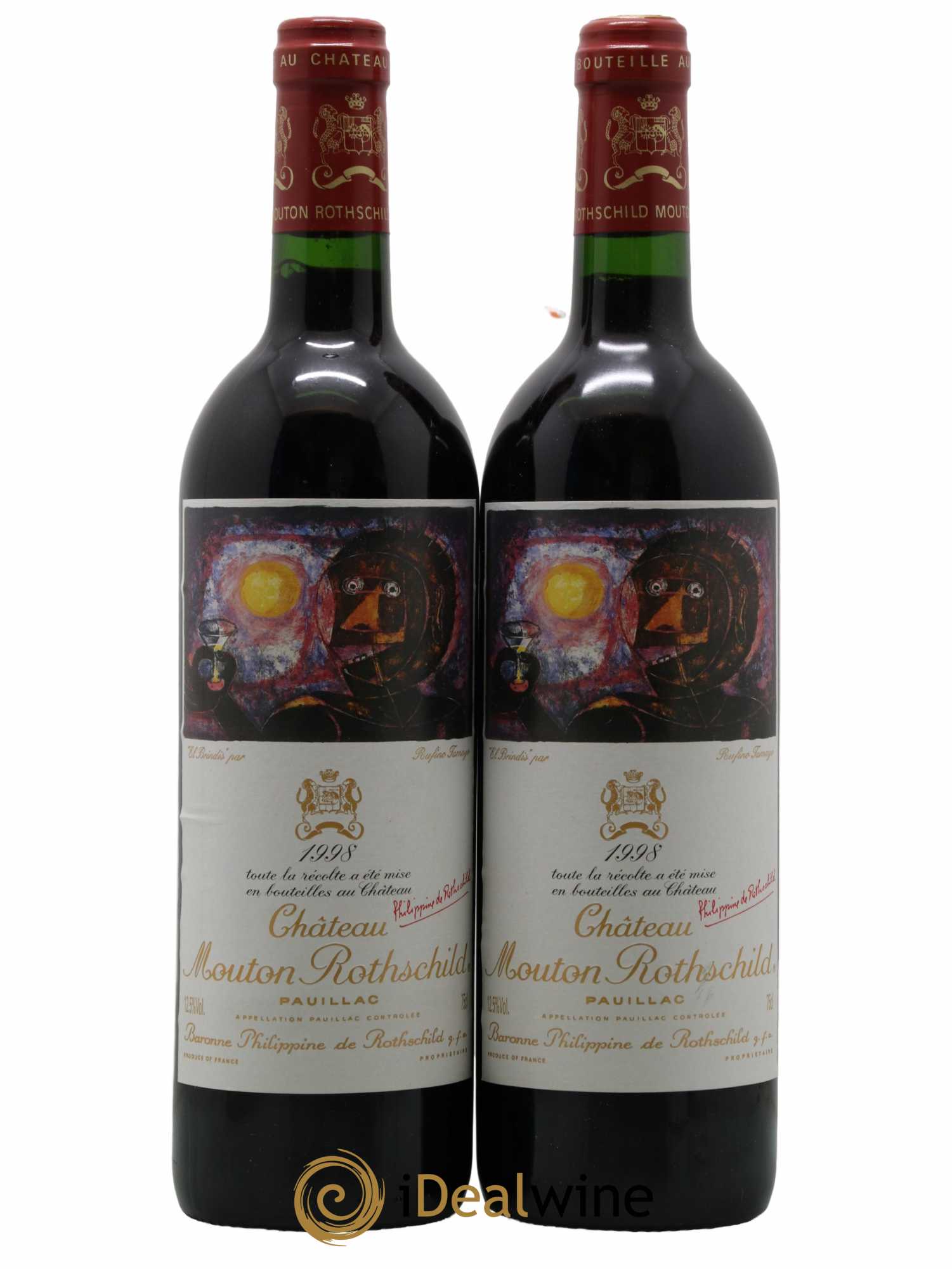 Château Mouton Rothschild 1er Grand Cru Classé  1998 - Lot de 2 Bouteilles