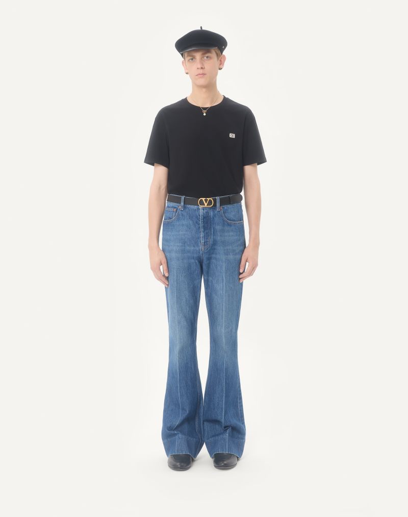 T-shirt en coton avec écusson logo V