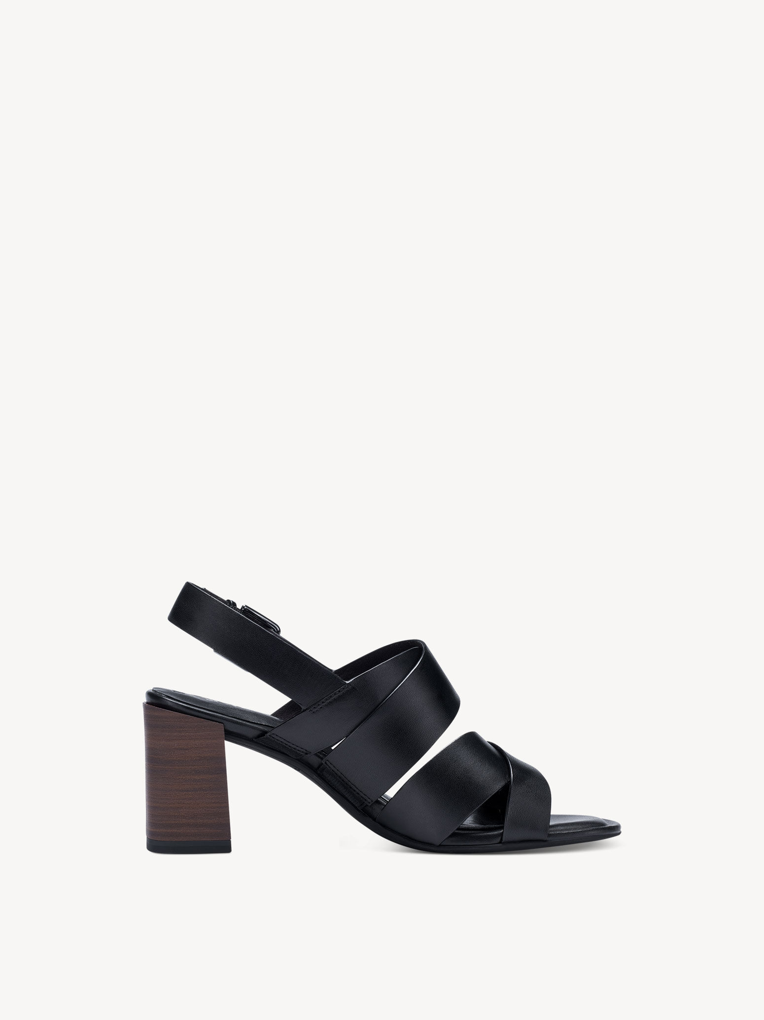 Sandale à talon en cuir - noir