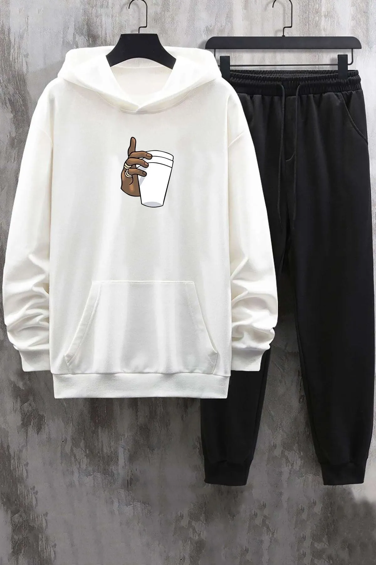 uyguntarz  Unisex-Trainingsanzug-Set mit Tupac Coffee-Aufdruck