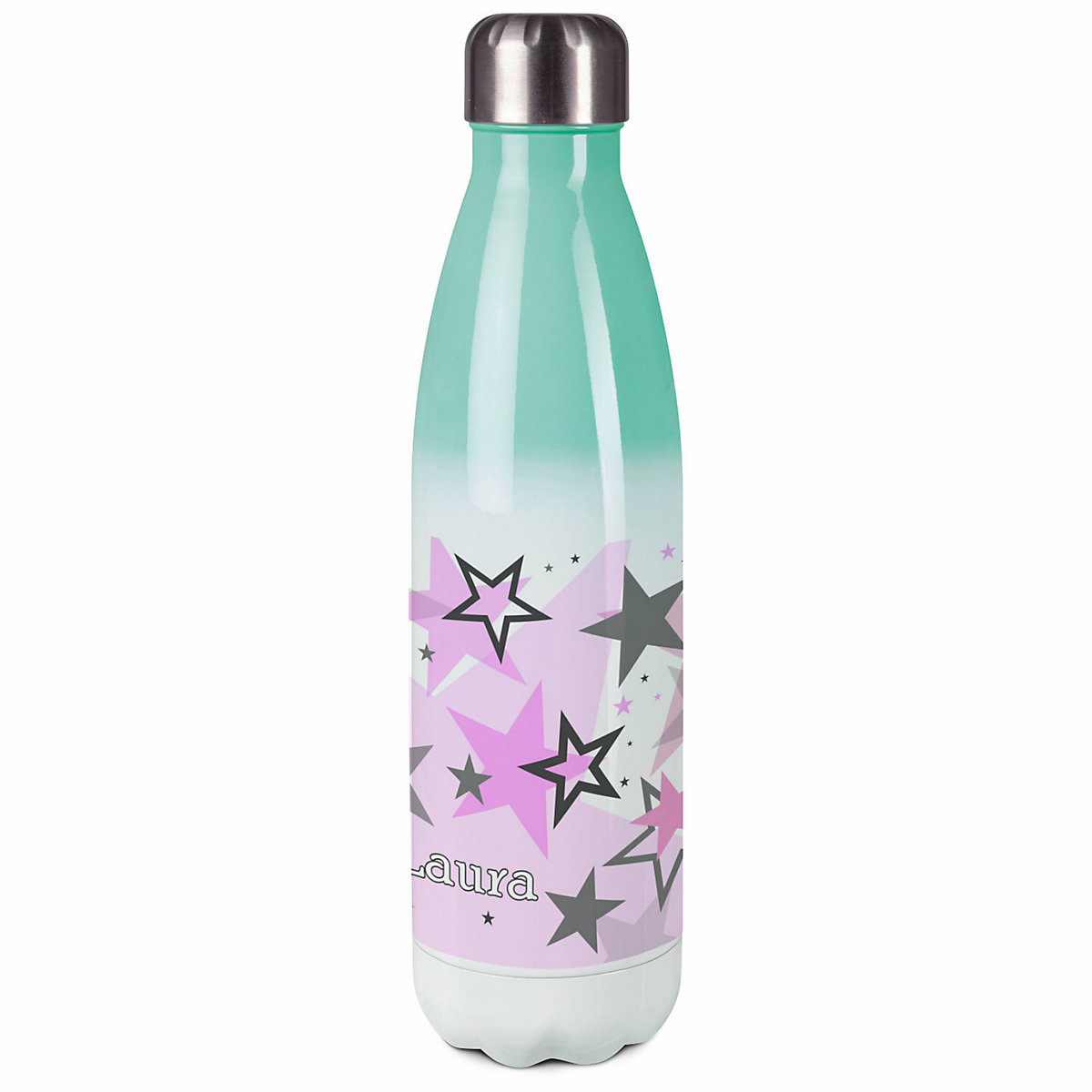 Edelstahl Kinder Thermoflasche / Trinkflasche bunt Sternenhimmel Farbe rosa grau Spülmaschinenfest, Auslaufsicher, Bruchfest, Doppelwandig, Für Heißgetränke geeignet, Mit Deckel, Isoliert