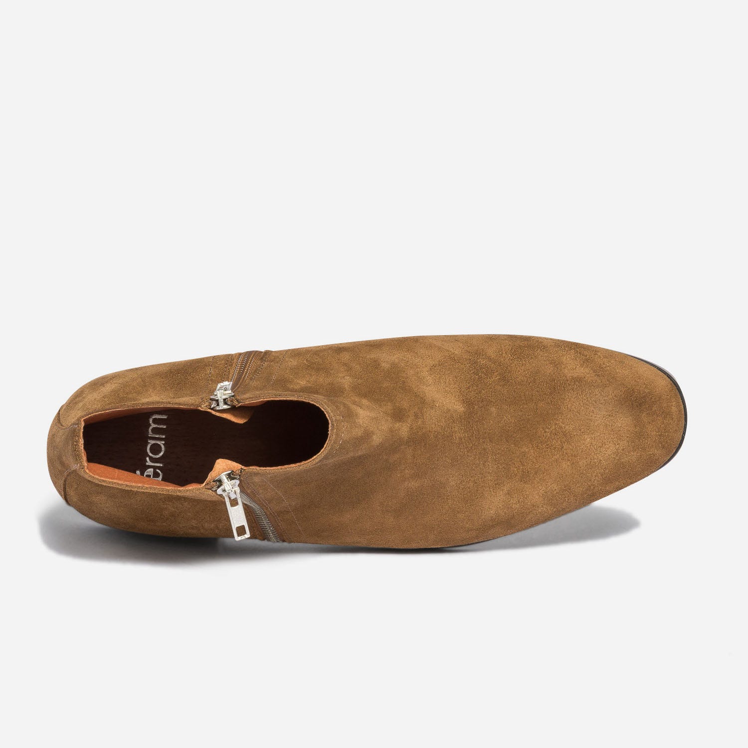 Boots marron clair en cuir velours