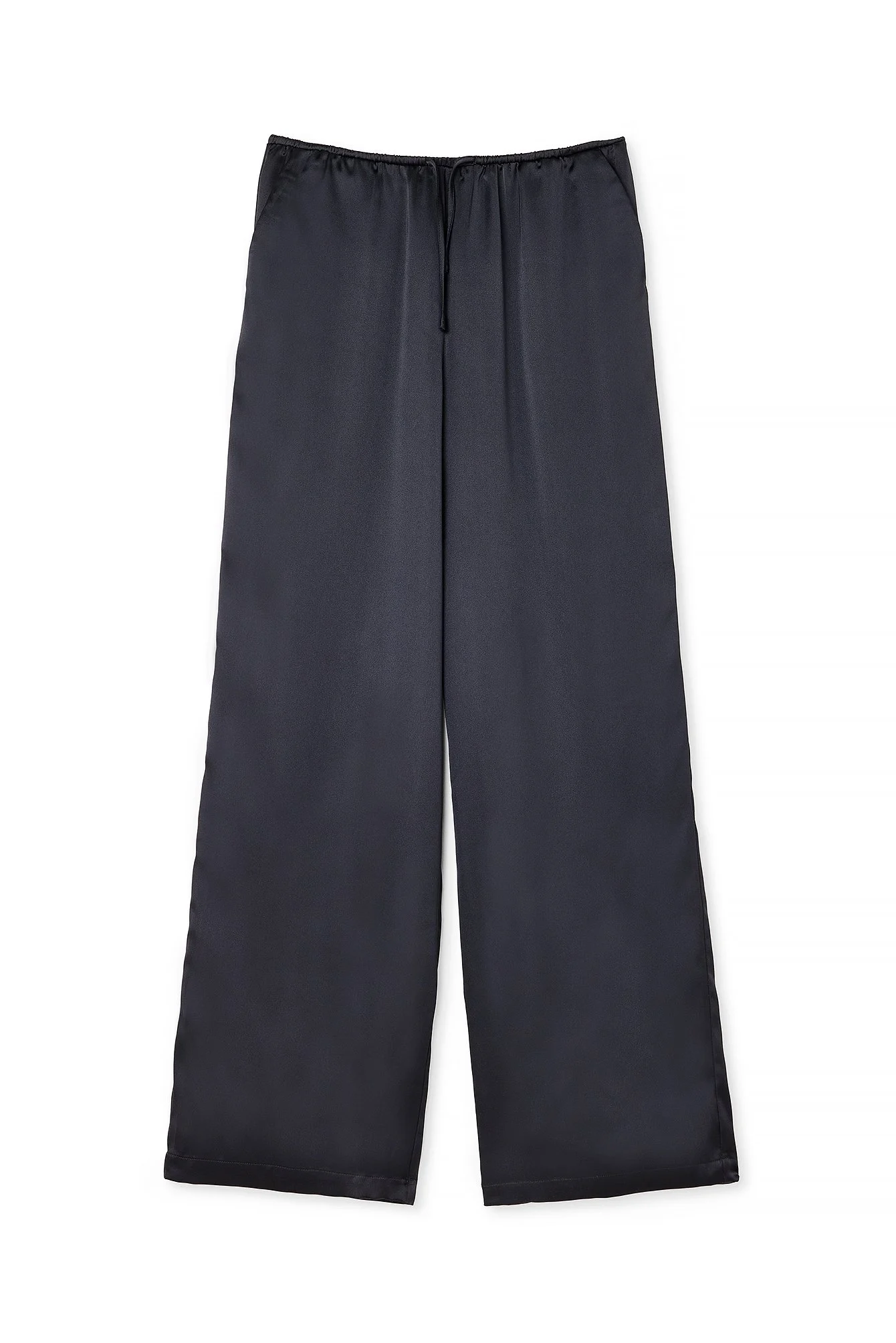 Fließende Hose aus Satin mit mittlerer Taille