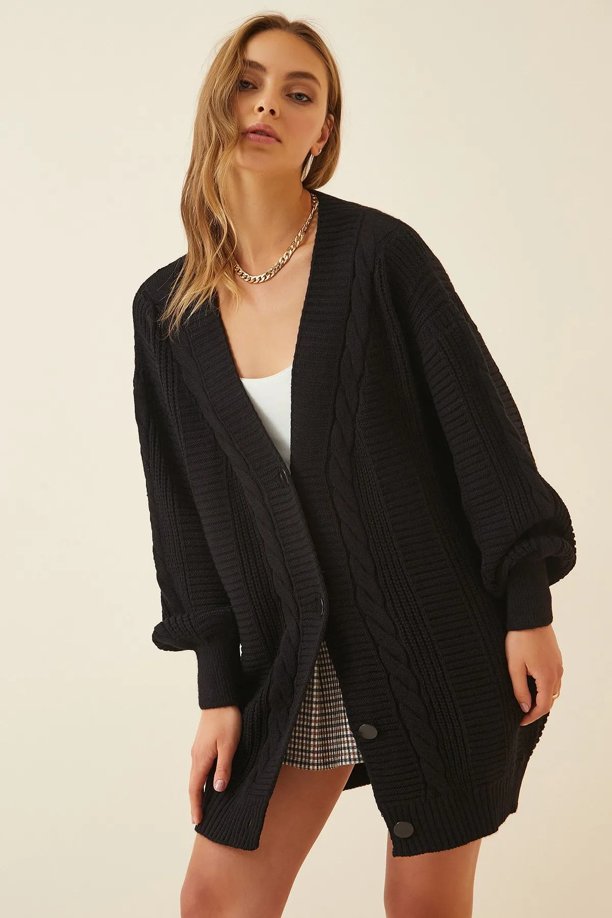 Happiness İstanbul  Strickjacke - Schwarz - Oversized