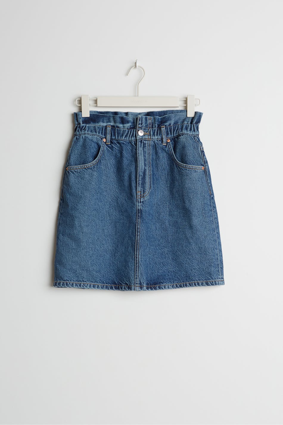 Paperbag denim skirt