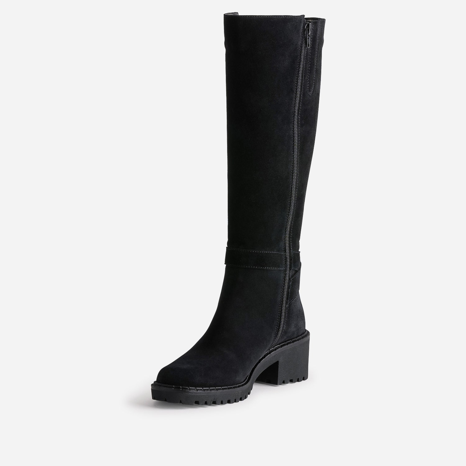 Botte esprit motard noire cuir velours