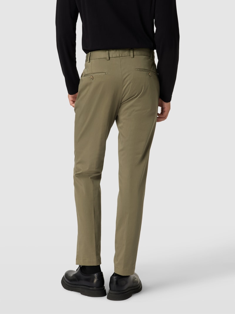 Regular Fit Chino im unifarbenen Design Modell 'Tilo' in olivgrün
