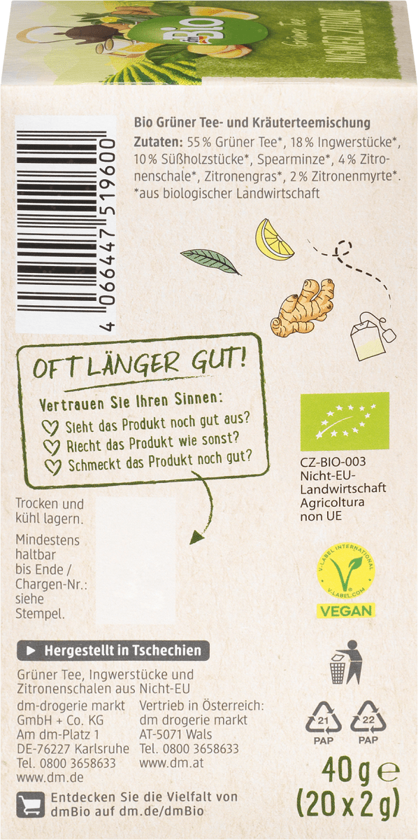 Grüner Tee, Ingwer Zitrone (20 x 2g), 40 g