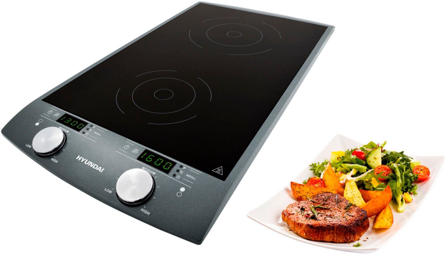 Hyundai Doppel-Induktionskochplatte IND233, Durchmesser 13–18 cm, 2x900W, LED Display, 10 wählbare Heizstufen