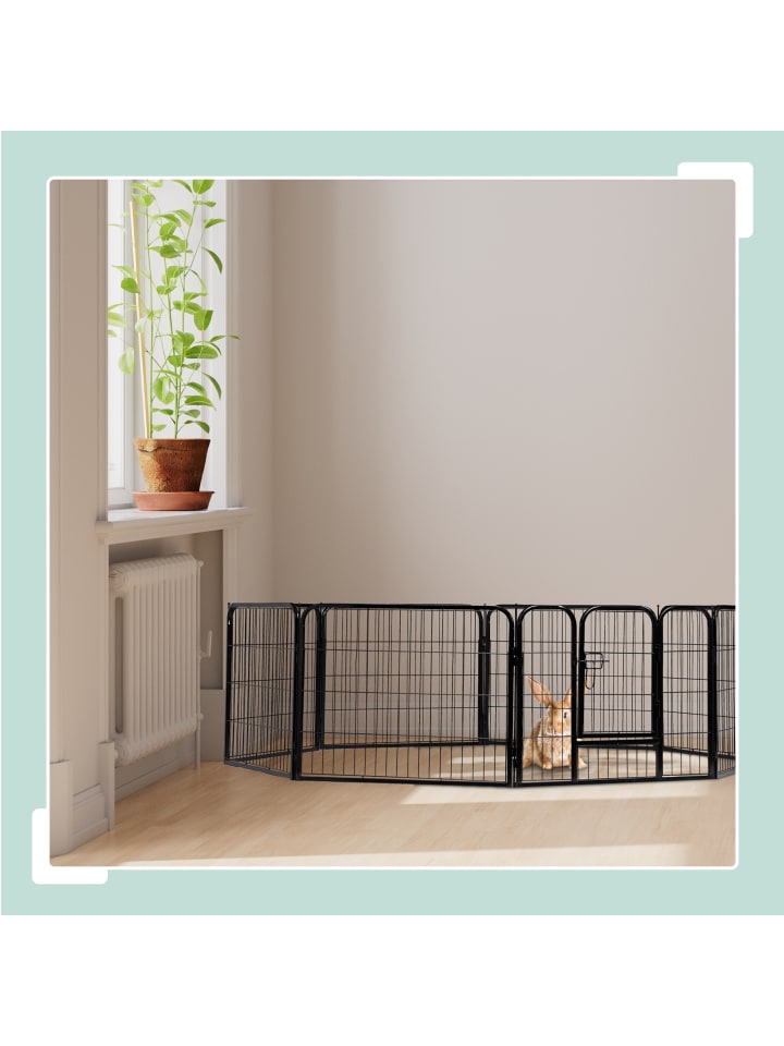 relaxdays Welpenauslauf in Schwarz - (B)76,5 x (H)100 x (T)235 cm günstig kaufen onesize