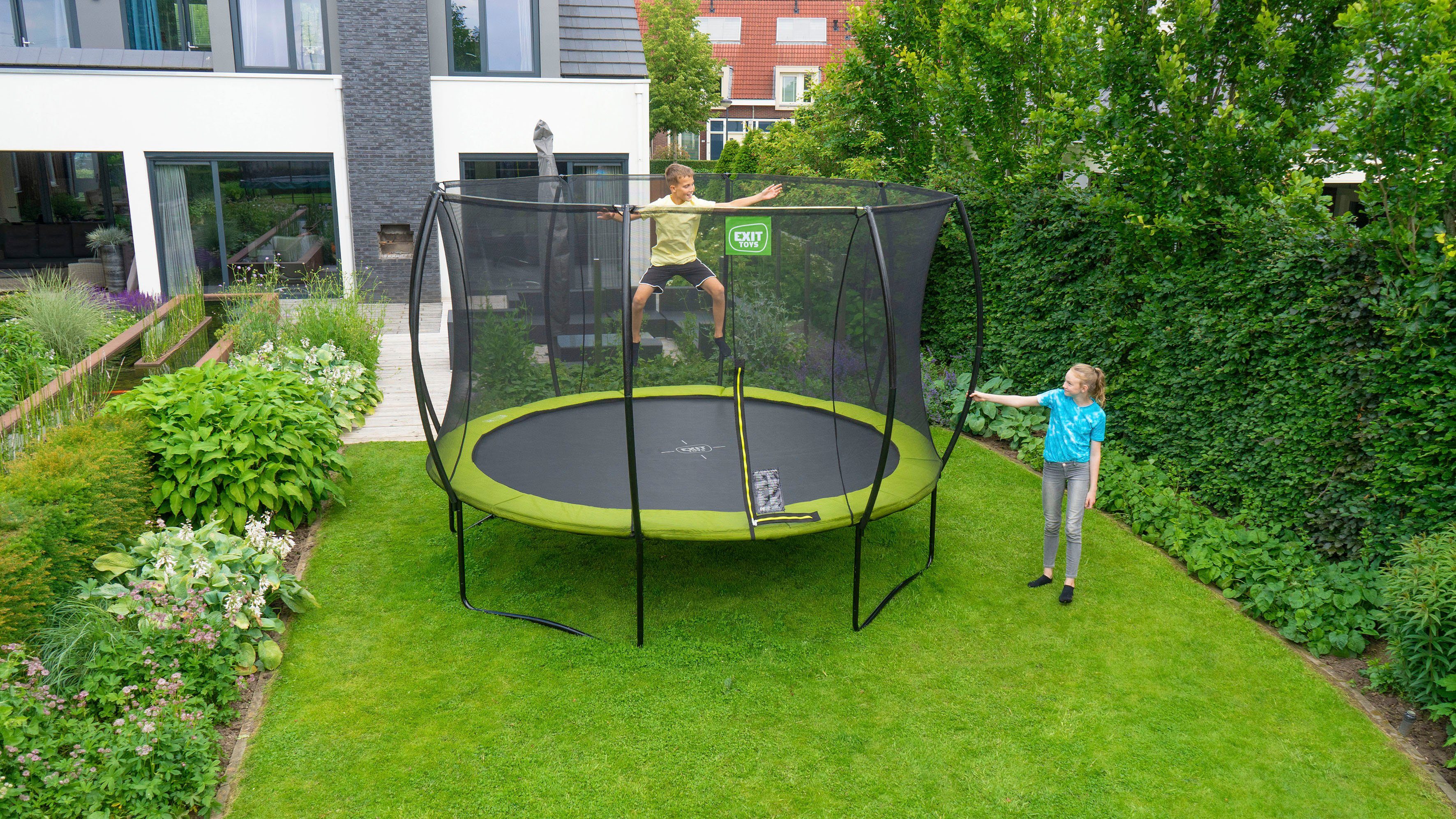 EXIT Gartentrampolin Silhouette, Ø 427 cm, mit Sicherheitsnetz