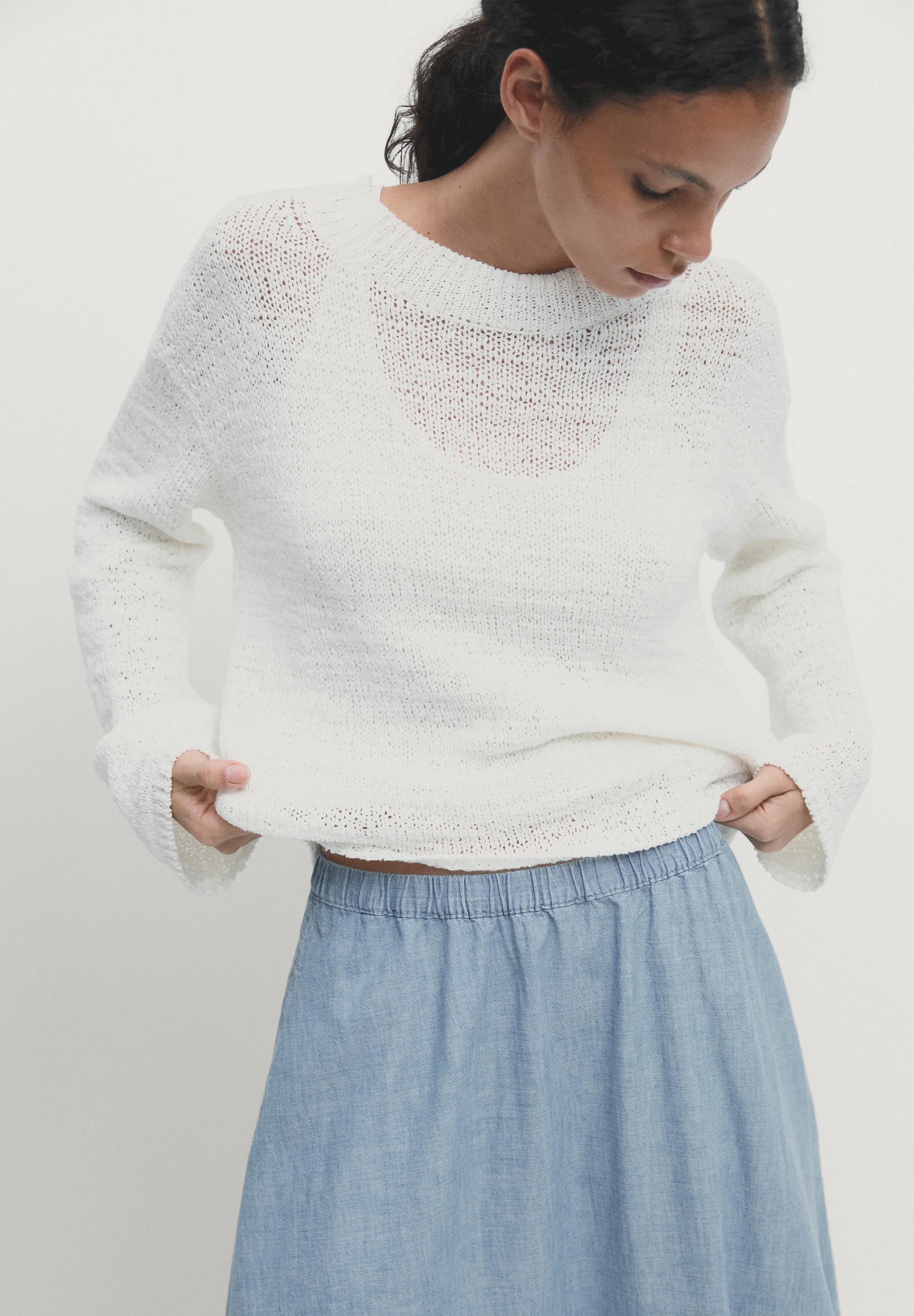 Massimo Dutti CON CINTURA ELÁSTICA - Falda acampanada
