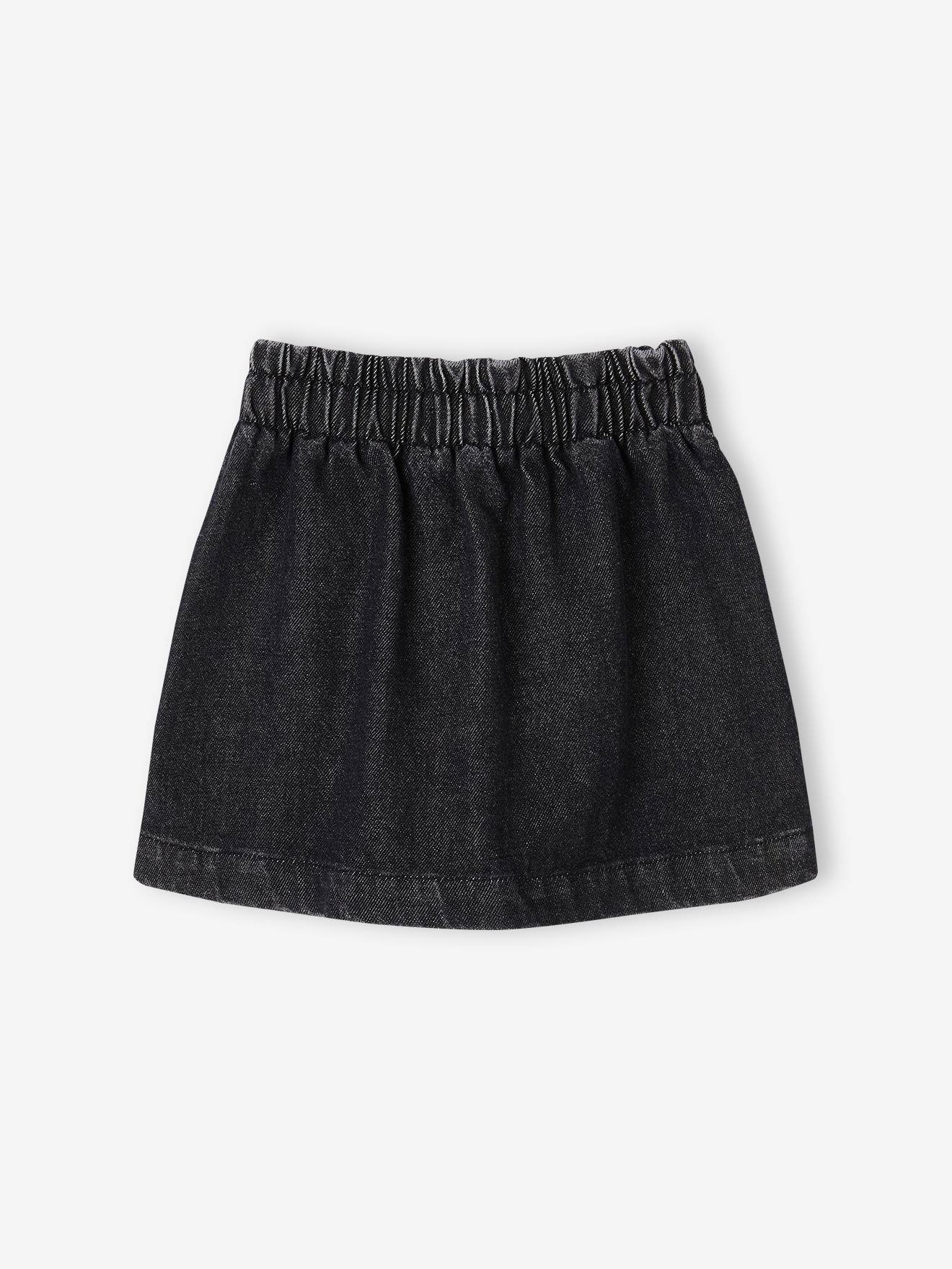 Vertbaudet Mädchen Paperbag-Jeansrock Oeko-Tex - grauer denim
