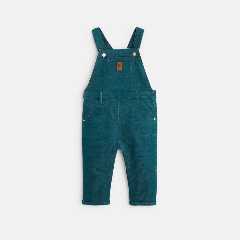Salopette en velours corduroy verte bébé garçon