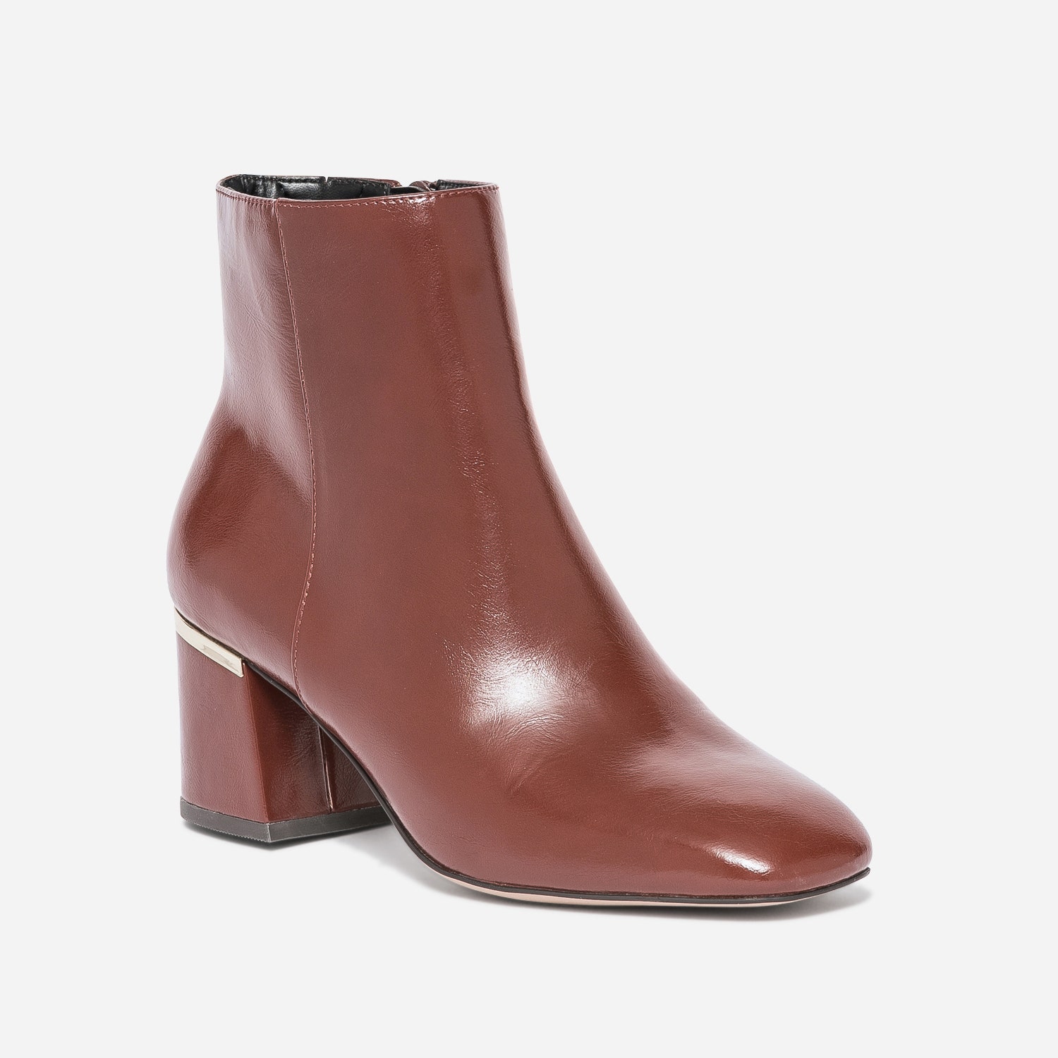 Boots cognac avec barrette talon