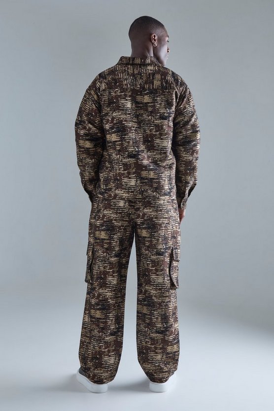 Strukturierte lockere Camouflage Cargo-Hose