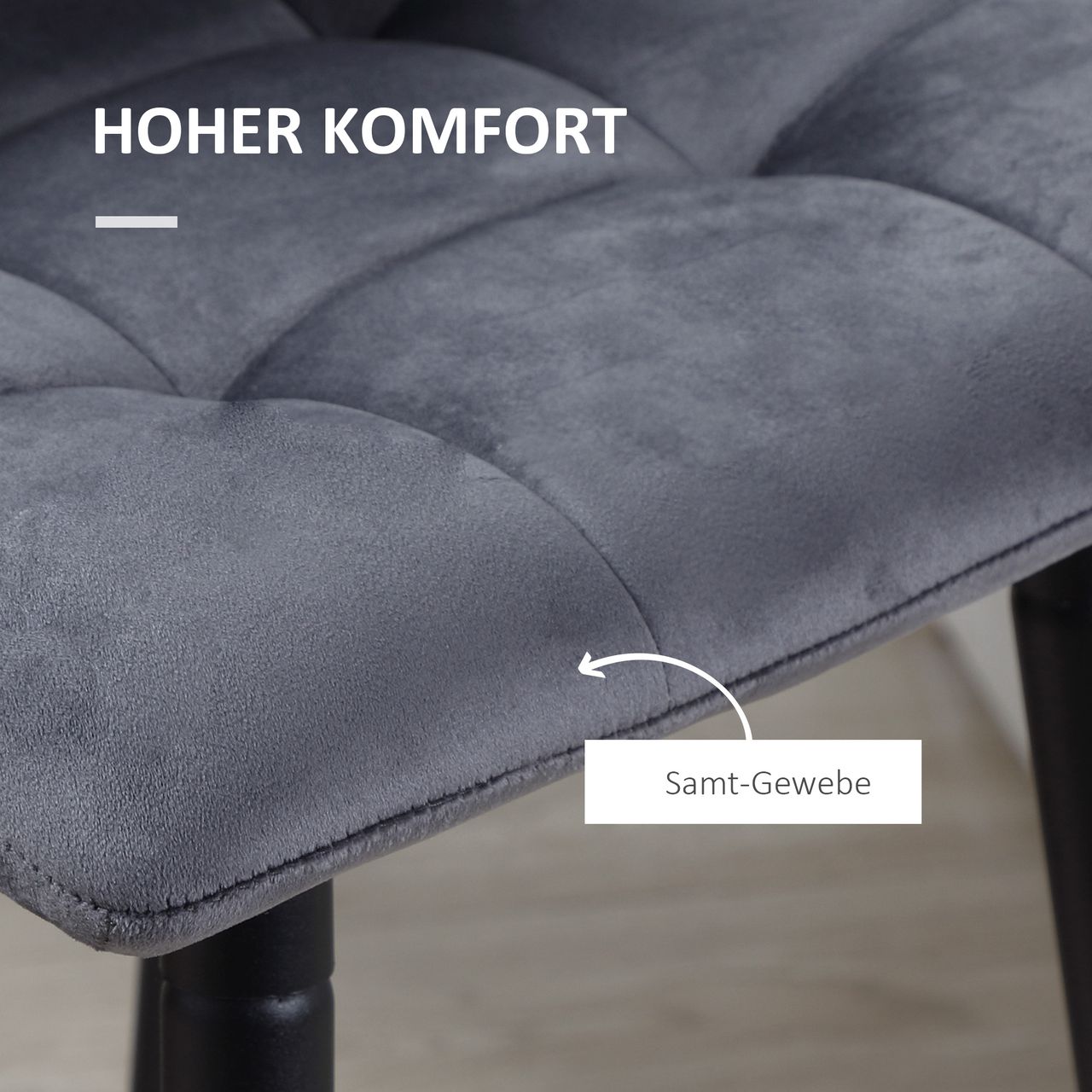 HOMCOM 2er-Set Barhocker mit Fußstütze Barstühle Bezug aus Samt für Wohnzimmer