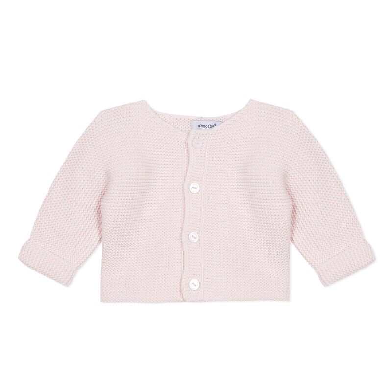 Cardigan rose pâle coton point mousse naissance Absorba
