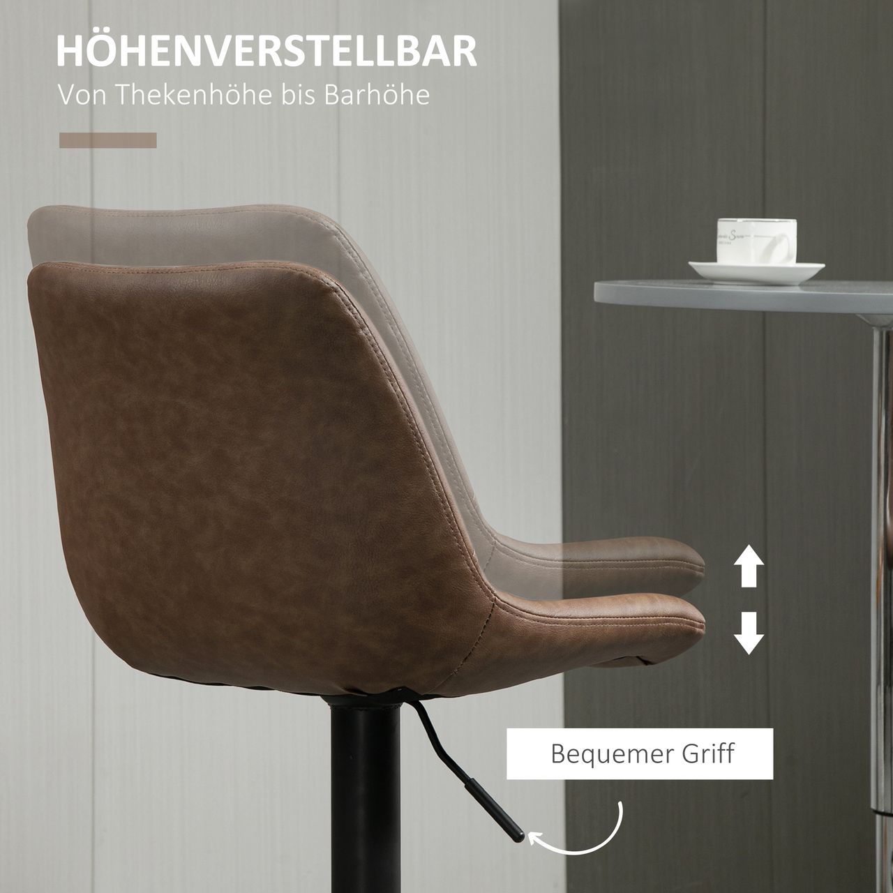 HOMCOM 2er Set Barhocker 91-111 cm Höhenverstellbarer Küchenhocker mit Fußring
