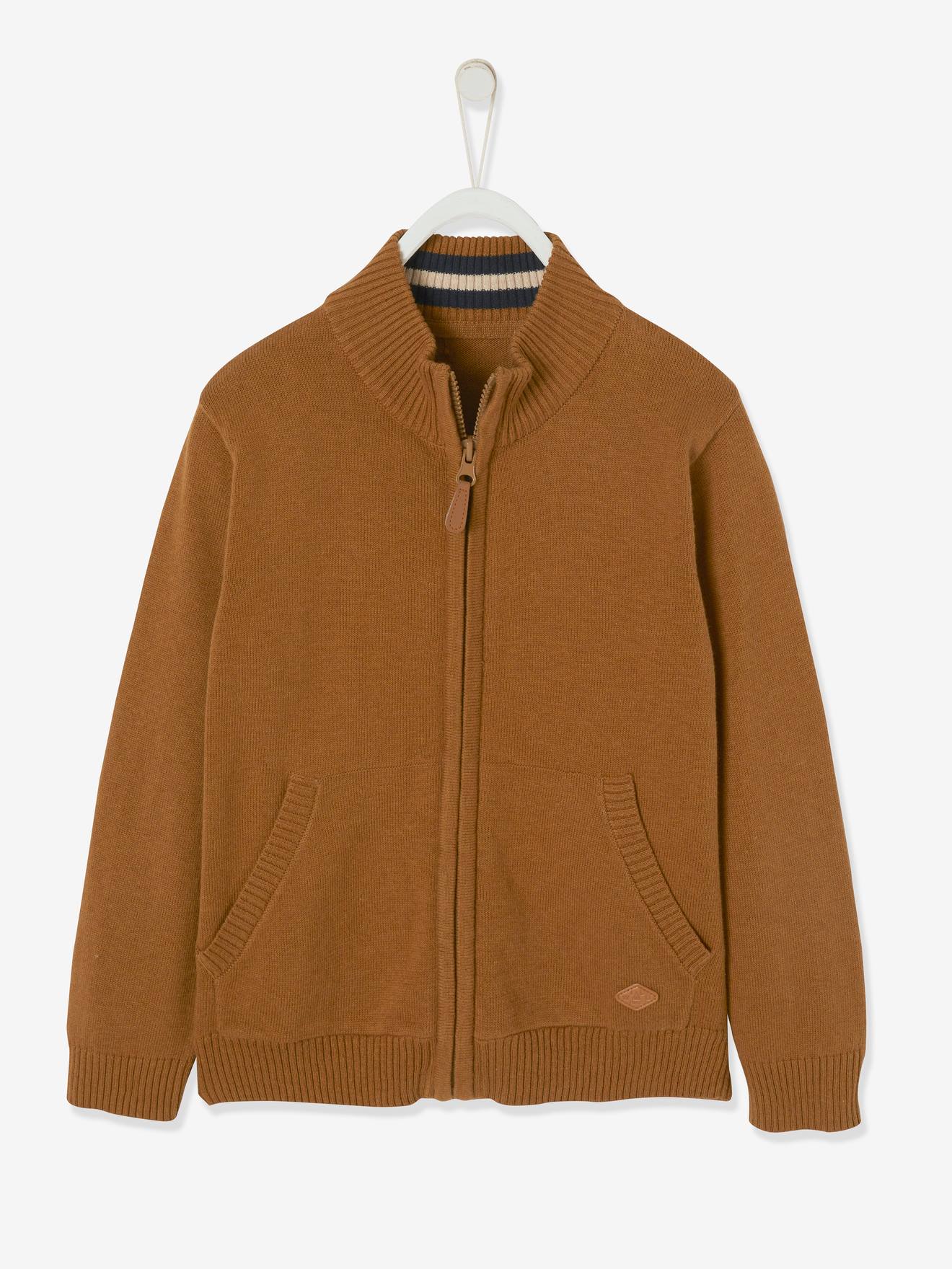Vertbaudet Jungen Cardigan, Stehkragen, personalisierbar - tanne