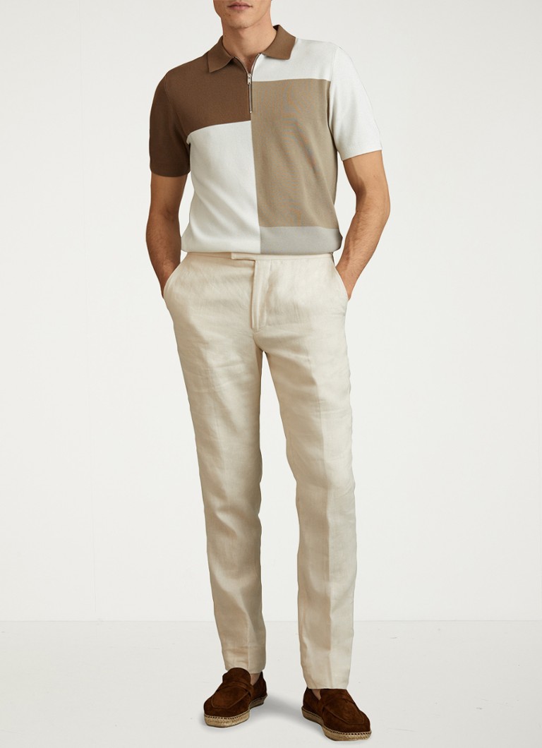 Polo Reiss Delta de corte regular com blocos de cor e meio zíper.