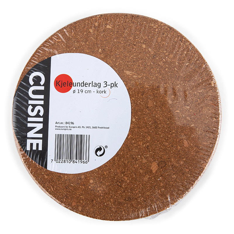 Cuisine Kjeleunderlag 3-pk Diameter 19 cm, kork