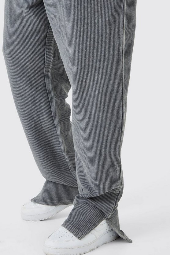 Plus Cord-Jogginghose mit geteiltem Saum