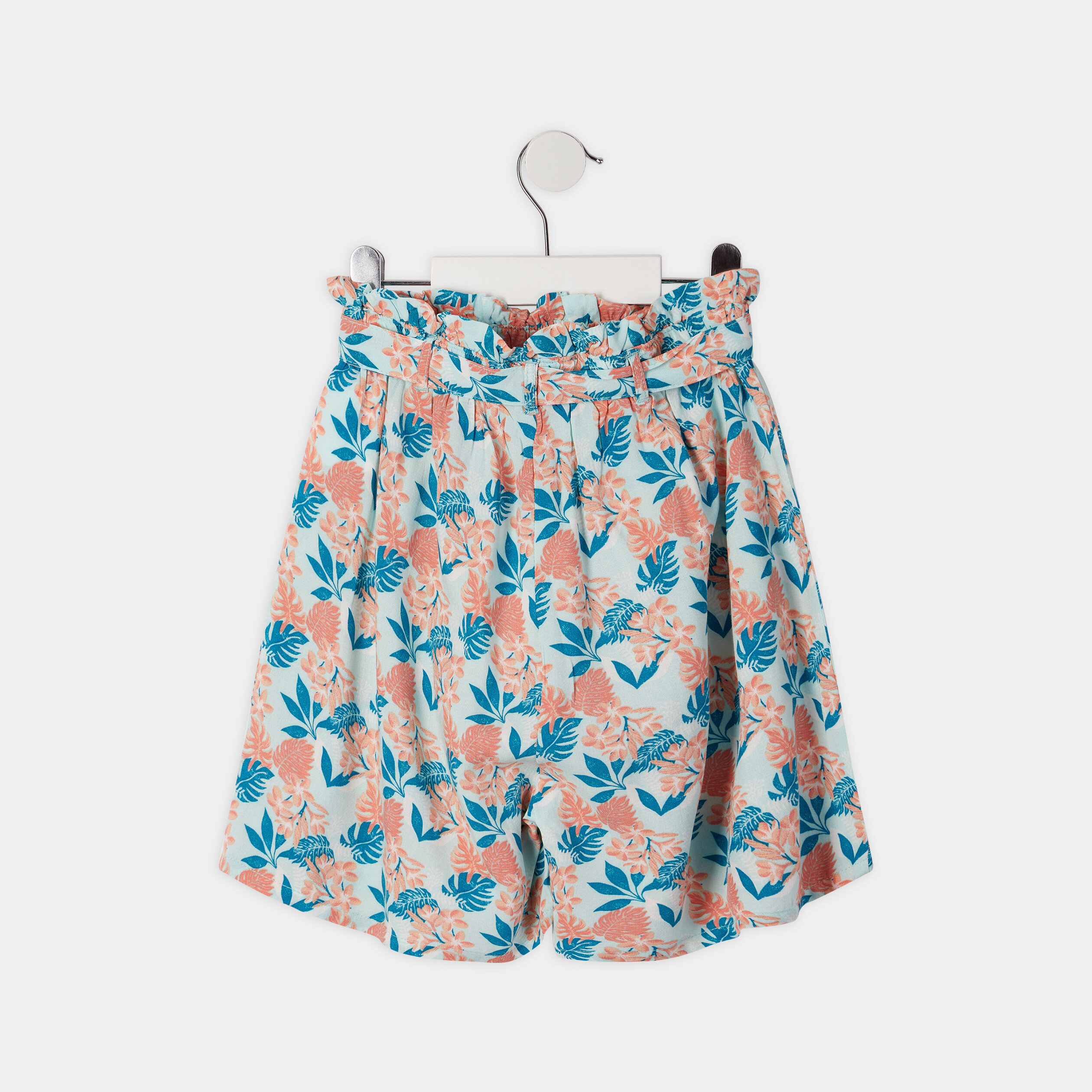 Short fluide avec ceinture bleu turquoise fille | La Halle