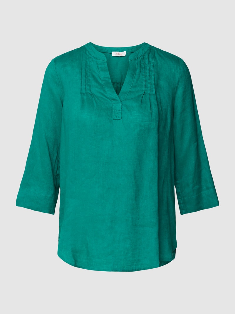 Blusenshirt aus Leinen in grasgrün