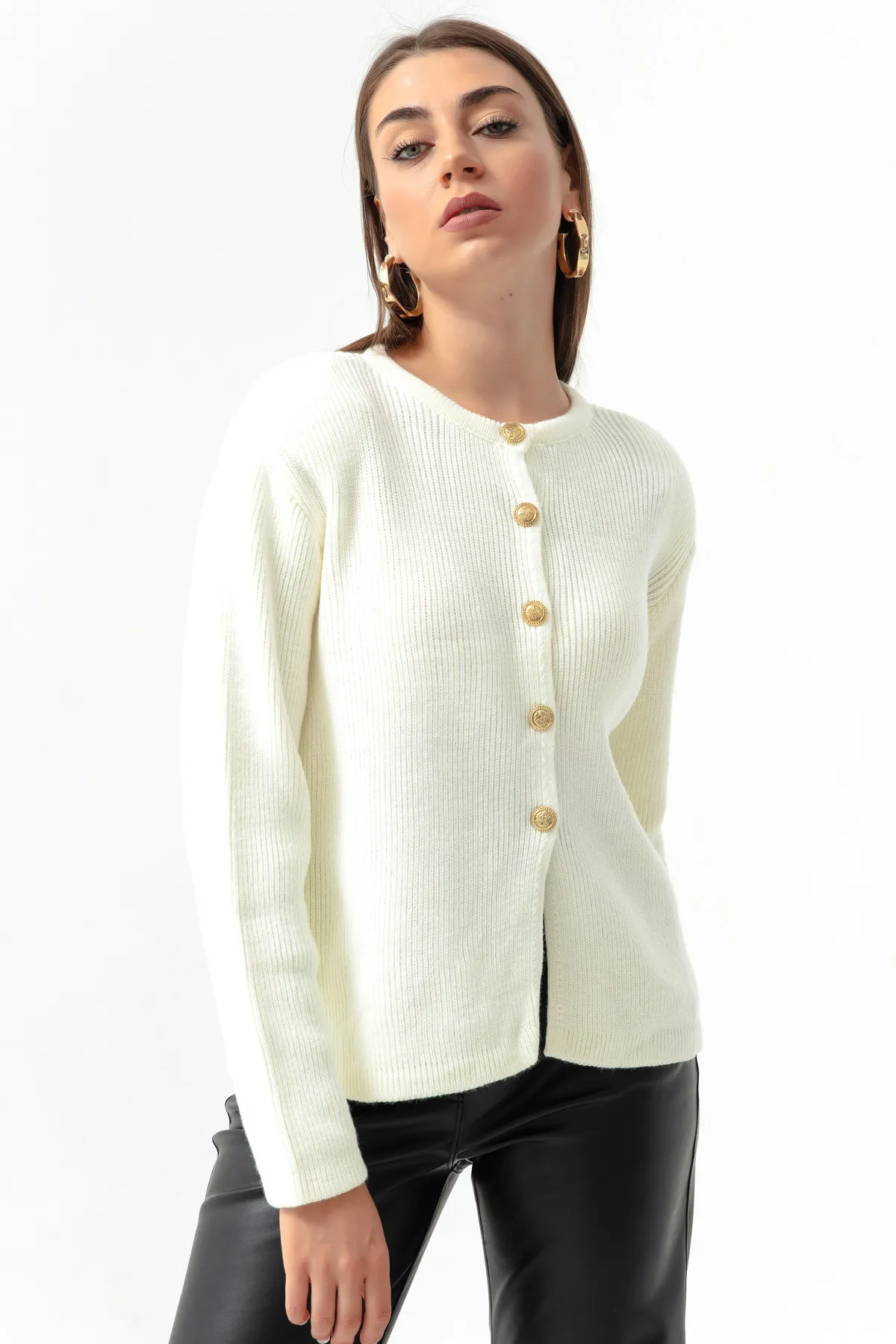 Lafaba  Wattierter Cardigan mit Knöpfen in Weißgold für Damen