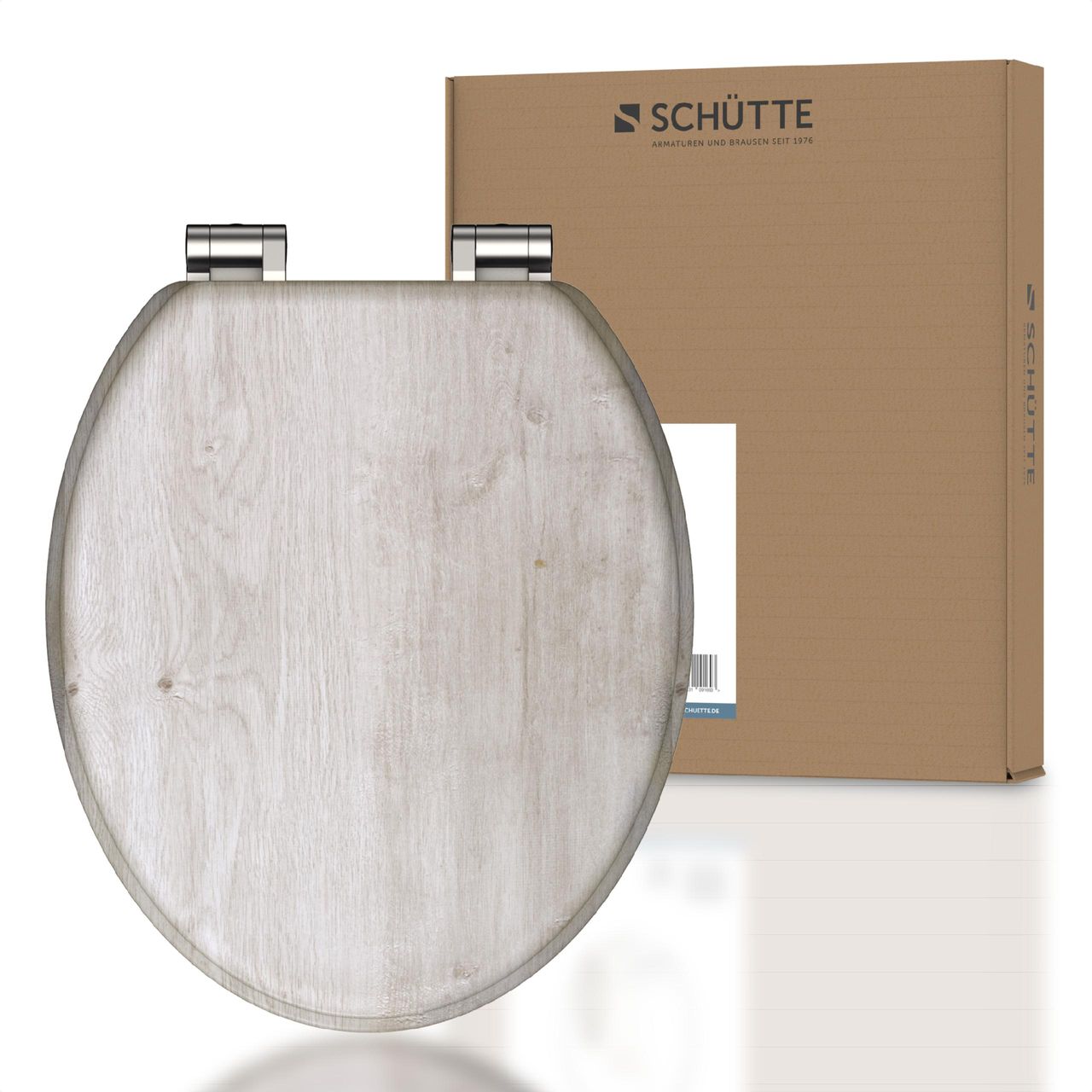 Schütte MDF WC Sitz LIGHT WOOD, Toilettendeckel mit Absenkautomatik und Holzkern, Toilettensitz mit Motivdruck