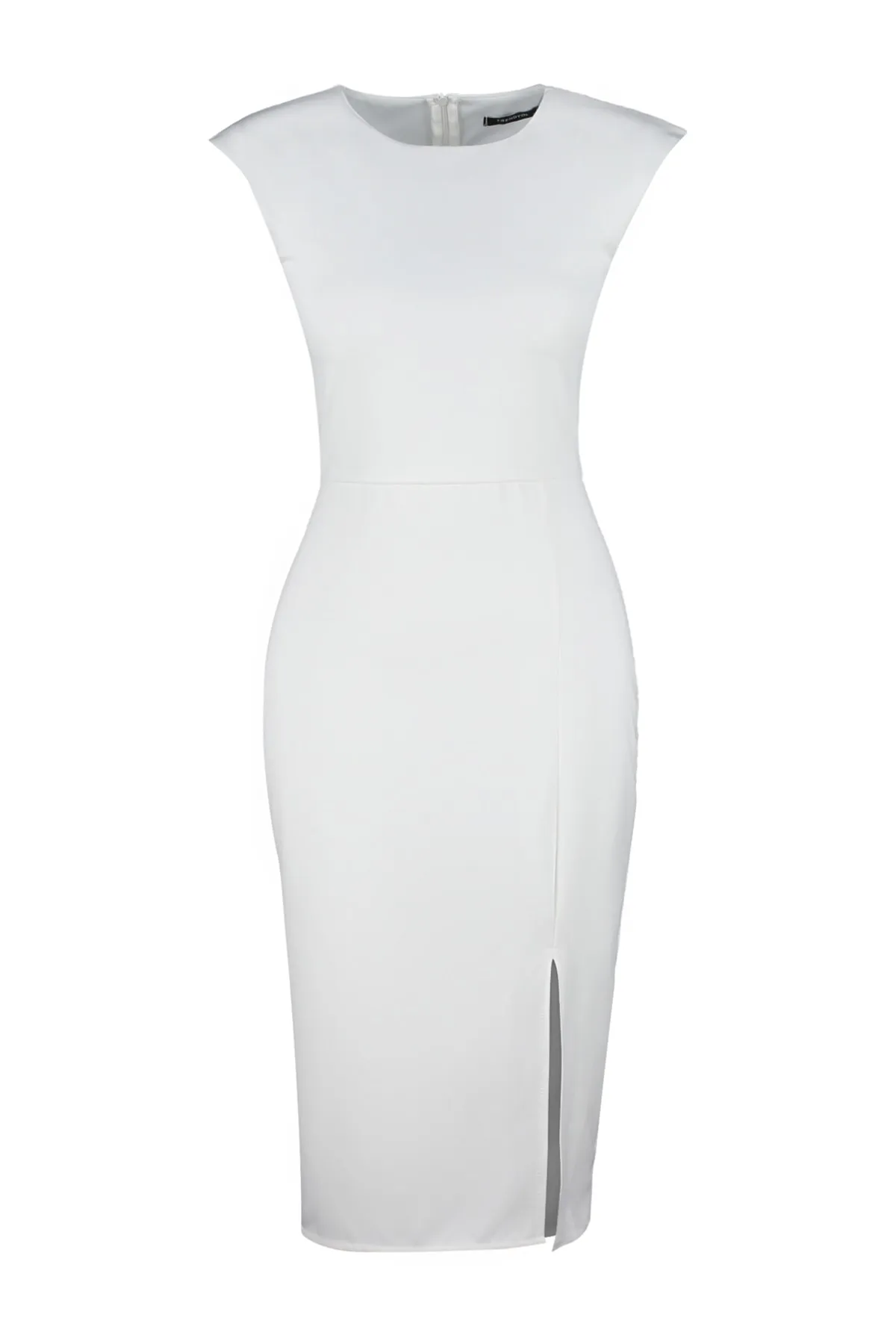 Trendyol Collection  Ecru-tailliertes, wattiertes Midikleid aus Webstoff TWOSS22EL00341